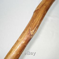 Antique Wood Cane Walking Stick Carved Bird Handle Glass Eyes