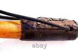 Antique Wood Free Masons Cane With Carved Snake Around Walking Stick folk art