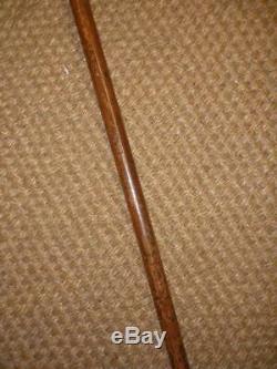 Antique Wooden Primitive Carved Face/Head Topped Walking Stick