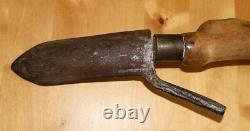Antique Wooden Truffle Digger Walking Stick with Carved Dog Topper & Trowel Base