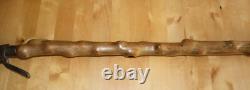 Antique Wooden Truffle Digger Walking Stick with Carved Dog Topper & Trowel Base