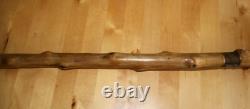 Antique Wooden Truffle Digger Walking Stick with Carved Dog Topper & Trowel Base