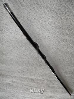 Antique Zambia Police Force Walking Stick / Drill Cane Silver Top Carved Snake