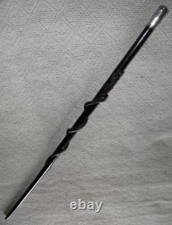 Antique Zambia Police Force Walking Stick / Drill Cane Silver Top Carved Snake