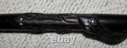 Antique Zambia Police Force Walking Stick / Drill Cane Silver Top Carved Snake