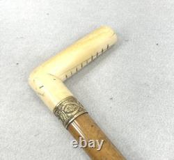 Antique cane walking stick carved handle dated Baldwin Xmas 1869 original