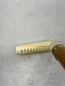 Antique cane walking stick carved handle dated Baldwin Xmas 1869 original