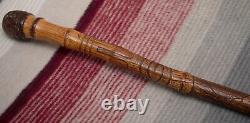 Antique hand-carved Bamboo Samurai walking cane Meiji