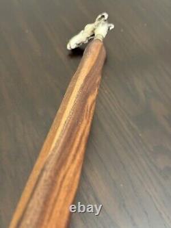 Antique hand carved Walnut wood greyhound dog Whippet walking stick cane 37