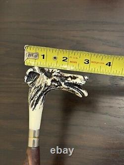 Antique hand carved Walnut wood greyhound dog Whippet walking stick cane 37