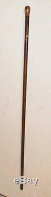 Antique handmade 1800's hand carved wood bone Folk Art walking stick cane