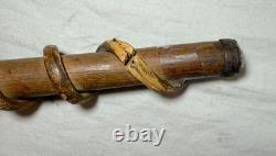 Antique handmade carved bakelite brass wine wood Folk Art cane walking stick
