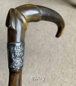 Antique silver collar Vintage Walking Stick Cane Carved Ornate