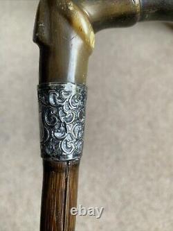 Antique silver collar Vintage Walking Stick Cane Carved Ornate