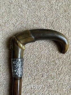 Antique silver collar Vintage Walking Stick Cane Carved Ornate