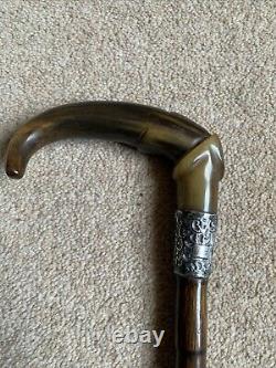 Antique silver collar Vintage Walking Stick Cane Carved Ornate