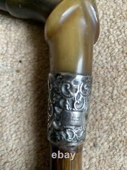 Antique silver collar Vintage Walking Stick Cane Carved Ornate