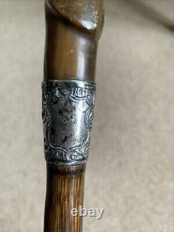 Antique silver collar Vintage Walking Stick Cane Carved Ornate