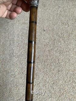 Antique silver collar Vintage Walking Stick Cane Carved Ornate