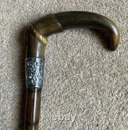 Antique silver collar Vintage Walking Stick Cane Carved Ornate