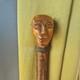 Antique vintage carved mans face head walking stick cane staff Folk art Carving