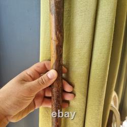 Antique vintage carved mans face head walking stick cane staff Folk art Carving