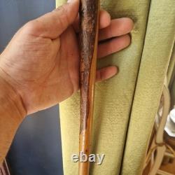 Antique vintage carved mans face head walking stick cane staff Folk art Carving
