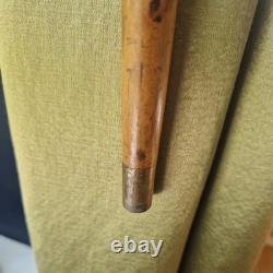 Antique vintage carved mans face head walking stick cane staff Folk art Carving