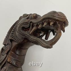 Antique walking stick cane Carved Dragon Chinese Oriental Hardwood