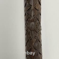 Antique walking stick cane Carved Dragon Chinese Oriental Hardwood