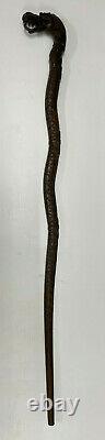 Antique walking stick cane Carved Dragon Chinese Oriental Hardwood