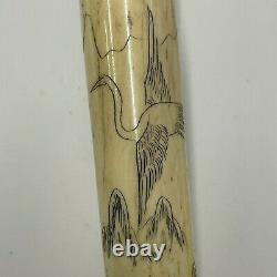 Antique walking stick cane carved