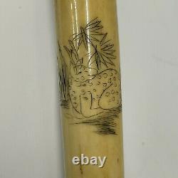 Antique walking stick cane carved