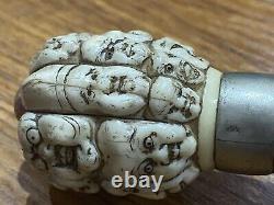 Antique walking walking stick 1000 faces chinese signs