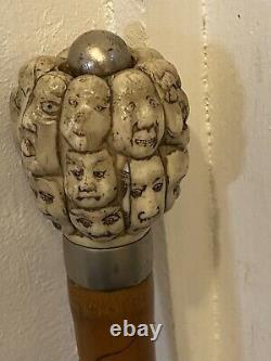 Antique walking walking stick 1000 faces chinese signs