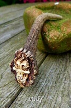 Antler deer real handle octopus design walking stick cutlery ect. Hand carved A