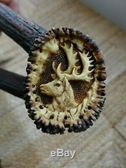 Antler handle perfect for walking stick any craft etc. Hand carved deer art