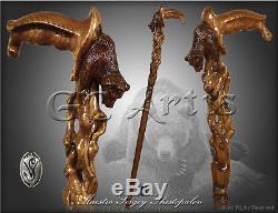 Awakening Bear Grizzly Walking Stick Cane Wooden Hand Carved Handle for men D