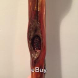 Awesome 5' diamond willow walking stick withmorel mushroom carving