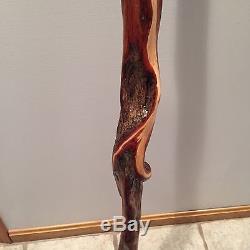 Awesome 5' diamond willow walking stick withmorel mushroom carving