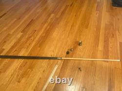 BEAUTIFUL Carved Wood & Brass WALKING STICK CANE POOL CUE AGE UNKNOWN