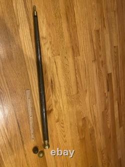 BEAUTIFUL Carved Wood & Brass WALKING STICK CANE POOL CUE AGE UNKNOWN
