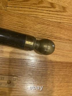 BEAUTIFUL Carved Wood & Brass WALKING STICK CANE POOL CUE AGE UNKNOWN