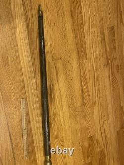 BEAUTIFUL Carved Wood & Brass WALKING STICK CANE POOL CUE AGE UNKNOWN