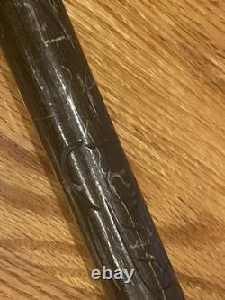 BEAUTIFUL Carved Wood & Brass WALKING STICK CANE POOL CUE AGE UNKNOWN