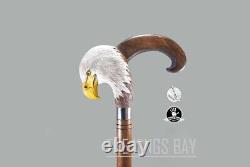 Bald Eagle Wood Walking Stick Cane Bird Handle Hand Carved Walking Stick Gift Q1