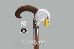 Bald Eagle Wood Walking Stick Cane Bird Handle Hand Carved Walking Stick Gift Q1