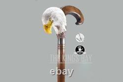 Bald Eagle Wood Walking Stick Cane Bird Handle Hand Carved Walking Stick Gift Q1