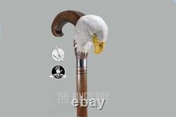 Bald Eagle Wood Walking Stick Cane Bird Handle Hand Carved Walking Stick Gift Q1