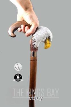 Bald Eagle Wood Walking Stick Cane Bird Handle Hand Carved Walking Stick Gift Q1